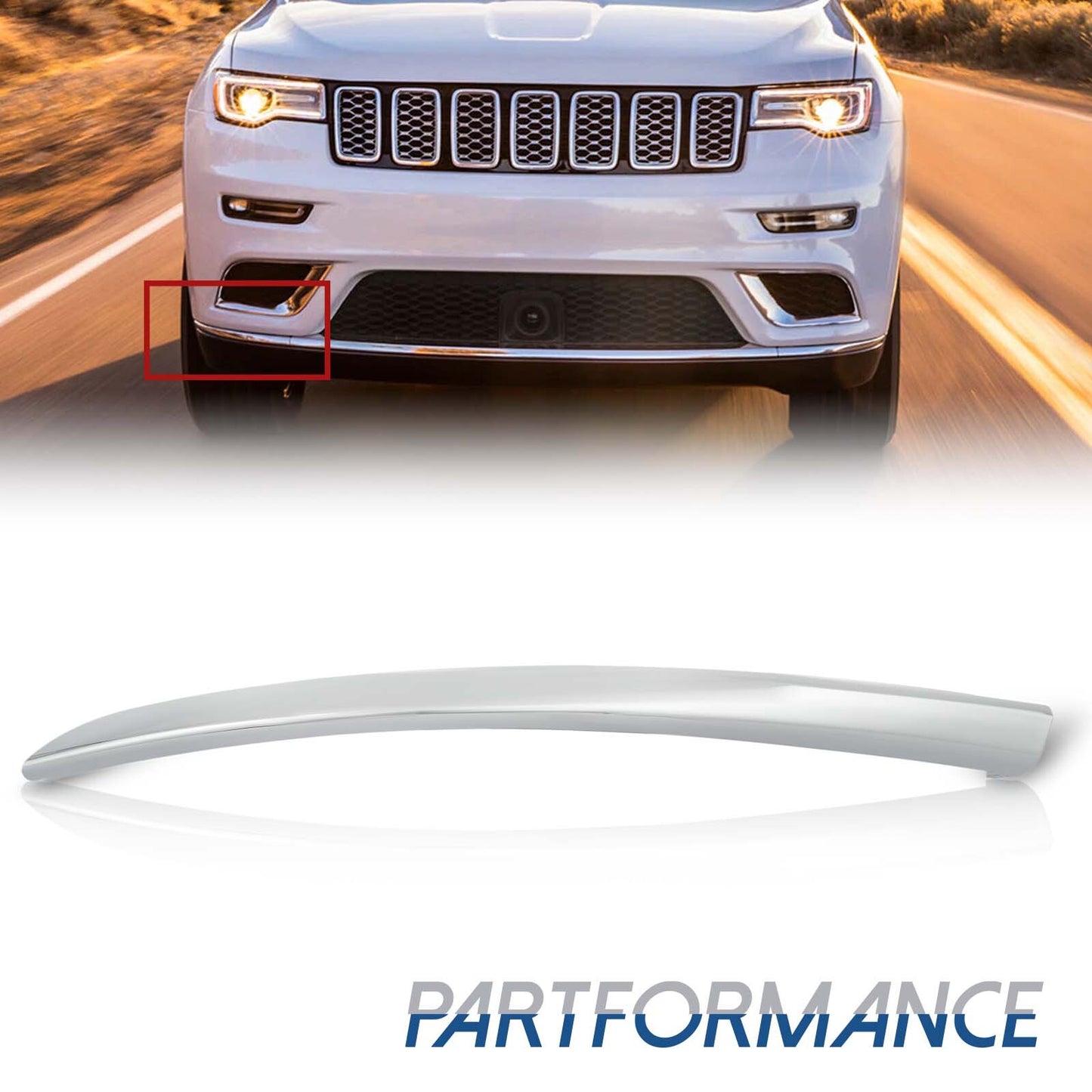 2017-2021 for Jeep Grand Cherokee front passenger side right chrome bumper trim