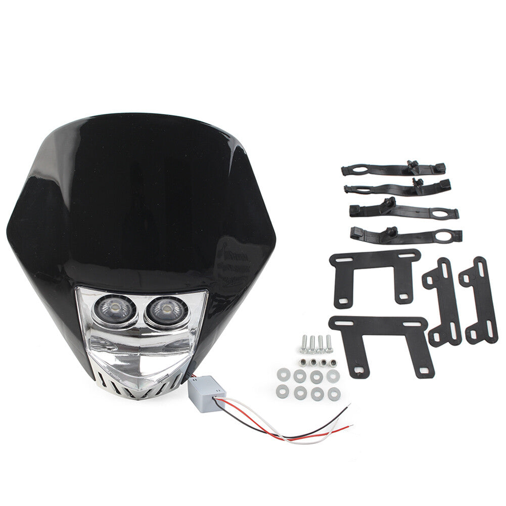Dual 6W LED Bulbs 12V Universal Modified Headlight Head Lamp For Dirt Pit Bike Q