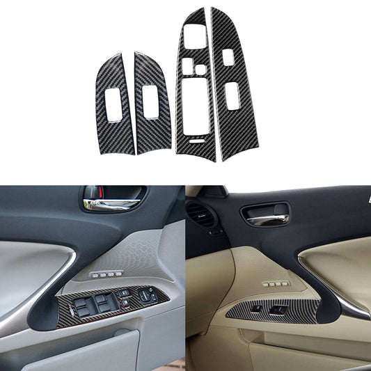 Carbon Fiber Window Lift Switch Panel Cover Trim for LEXUS IS250 IS350 2006-08