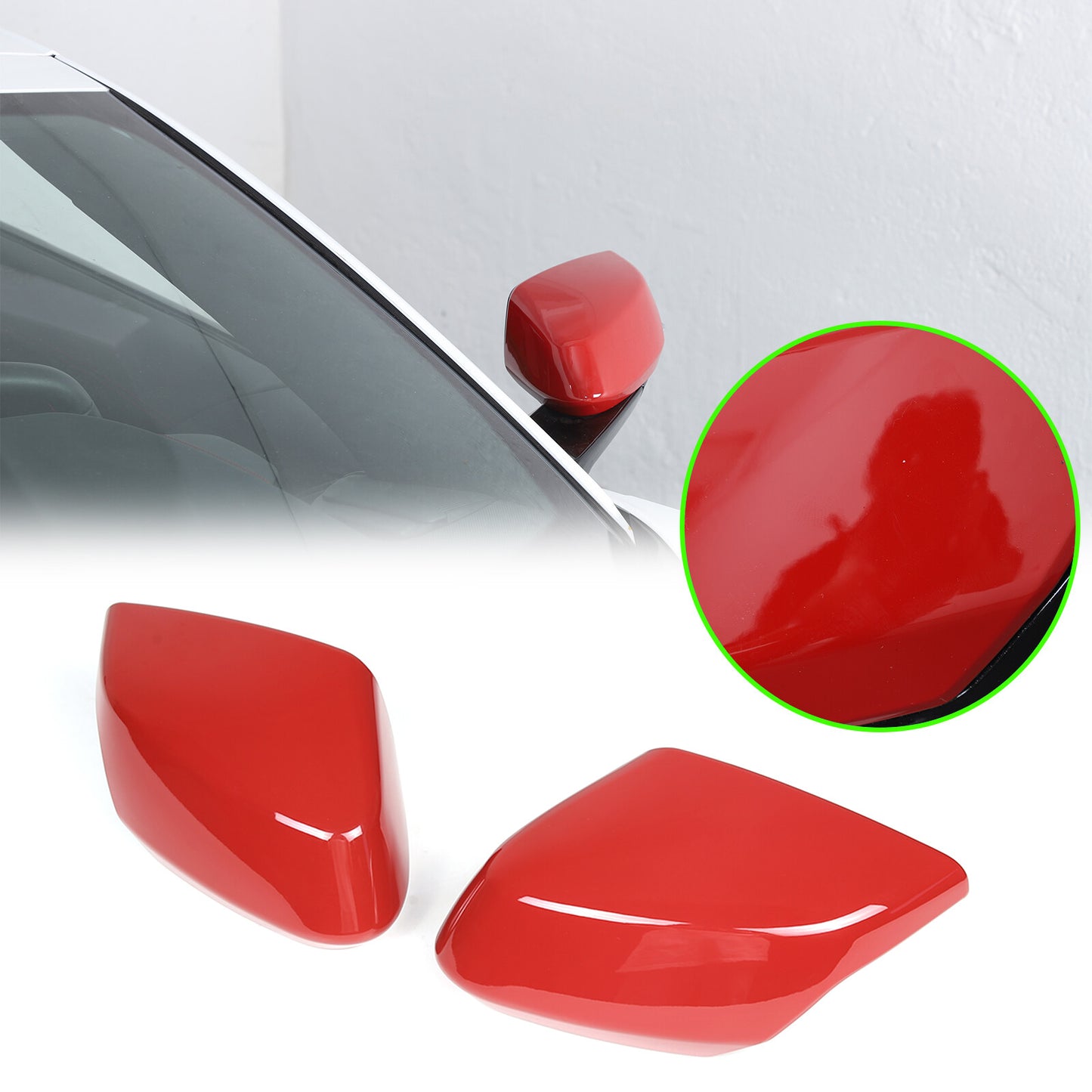 Red exterior side mirror cap trim for Corvette C8 2020 - 2023 Package