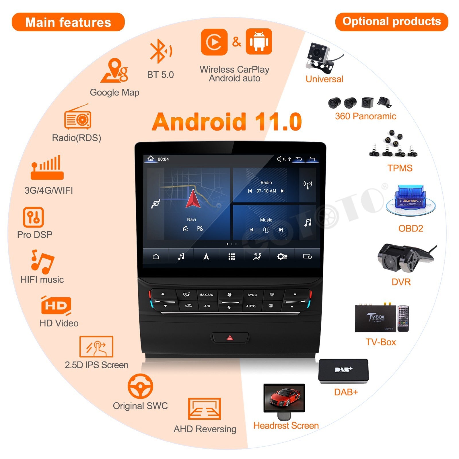 Android Car Radio Carplay for Maserati Quattroporte 2013-2016 Receiver Screen