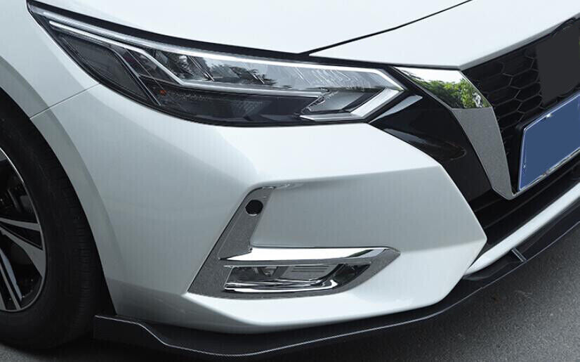Chrome ABS Front Fog Light Lamp Cover Trims Molding for Nissan Sentra 2020-2023