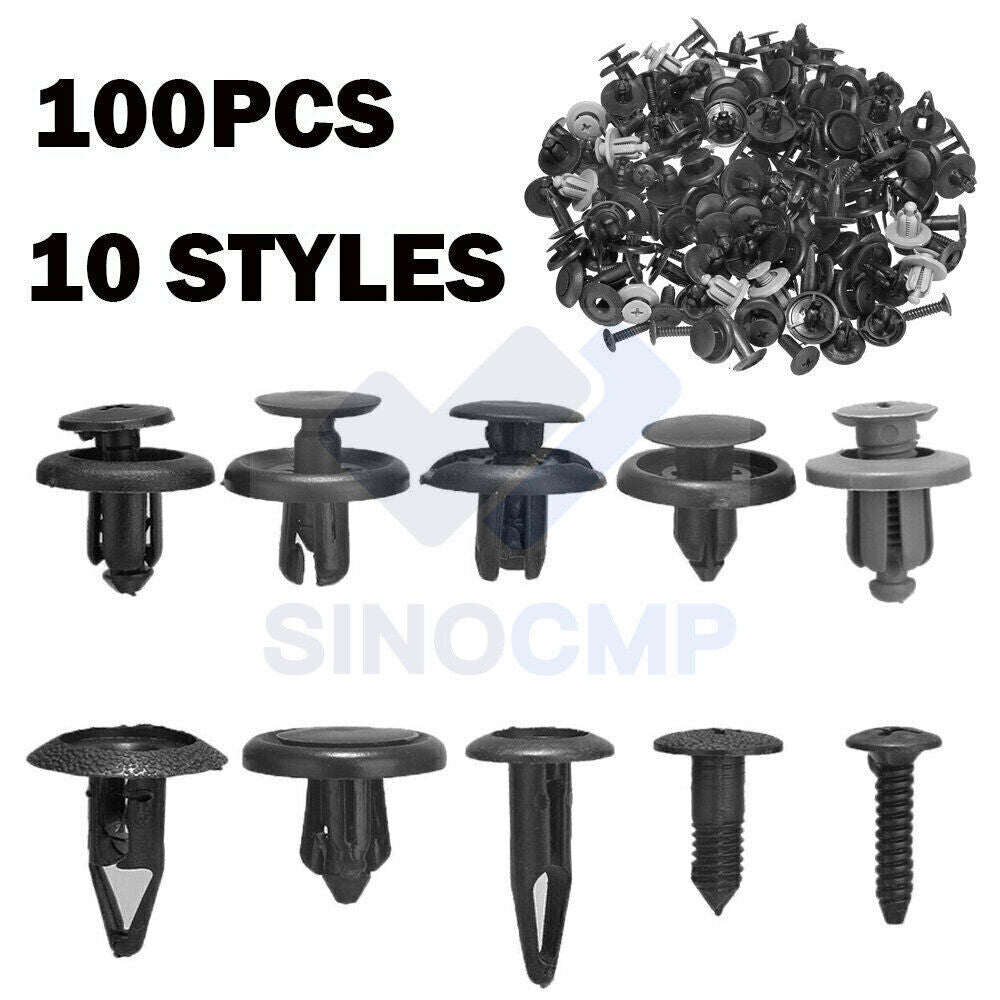 Fastener Clips Trunk Screw Rivets Set 100pcs Car Bumper Fender for Auto Plastic