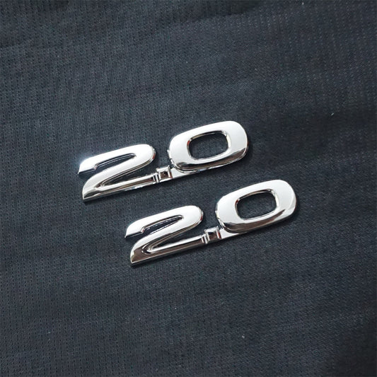 2x Chrome Silver 2.0 Metal Badge Emblem Decal Sticker AWD Vehicle Car Racing SUV Q