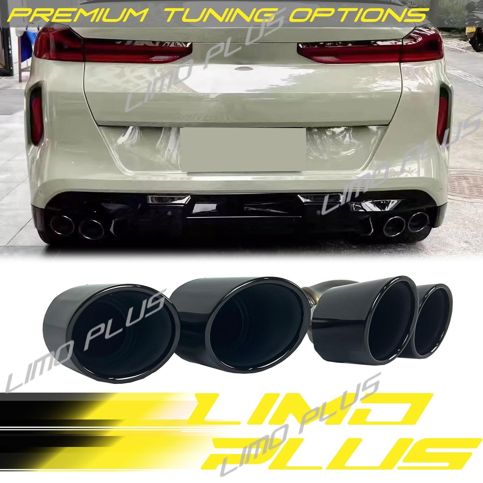Gloss Black Exhaust Tips Replace for BMW X5 G05 X6 G06 X7 G07 40i Models Q