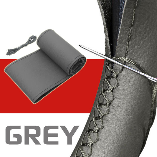 Car Gray Hand Sew Steering Wheel Cover DIY Hand Sewing Leather Covers 15¡± NEW Q