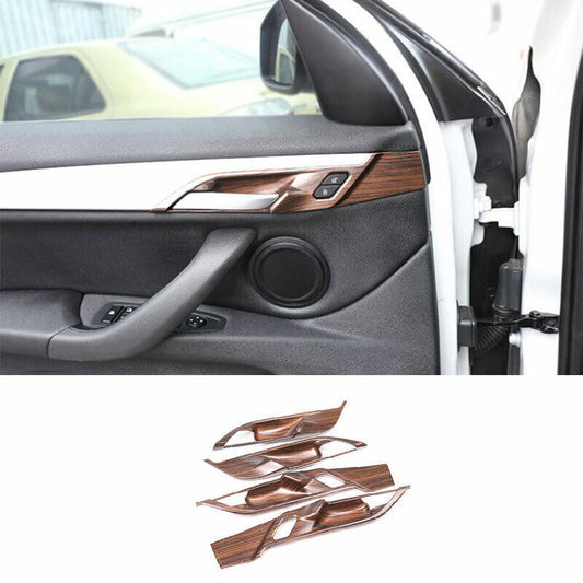 for BMW X1 F48 2016-22 Pine Wood Grain Interior Door Handle Frame Cover Trim 4P
