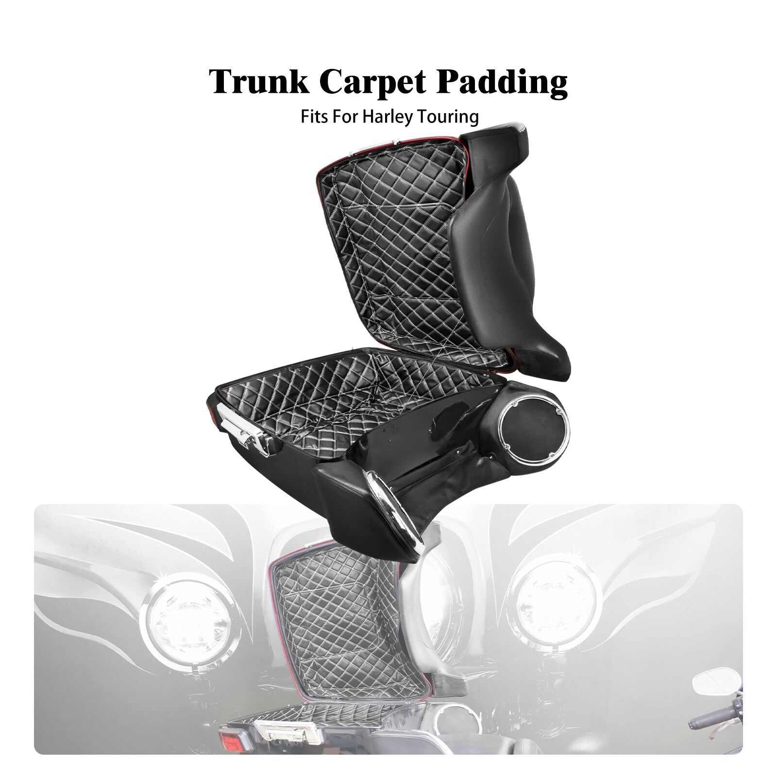 King Tour Pack Trunk Carpet w/ White Thread Liner Fit For Hayley Touring 2014-23