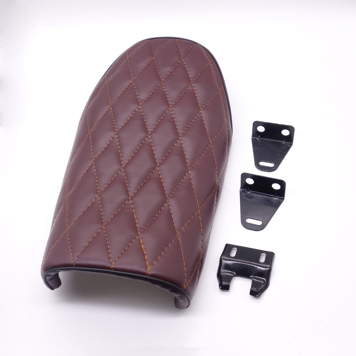 Brown Diamond Flat Brat Saddle Vintage Cafe Racer for Seat for Honda CB200 CB350 Q