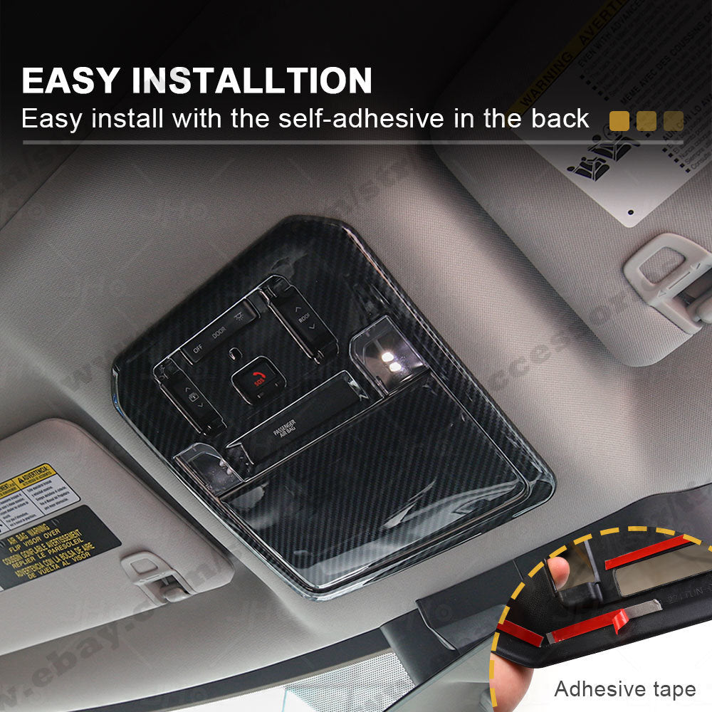 Carbon Fiber Roof Reading Light Control Panel Cover Trim for Toyota Tundra 2022+