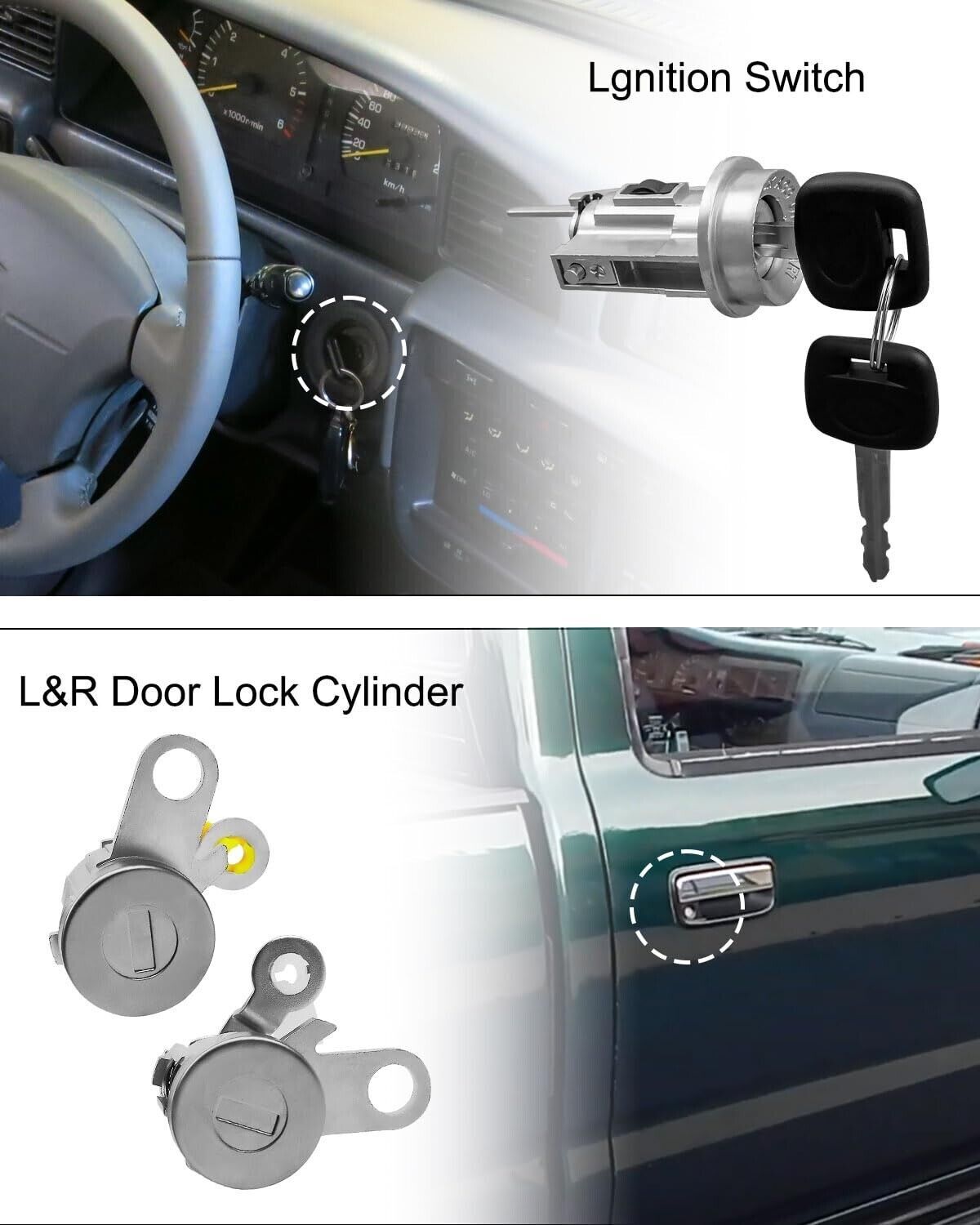 Ignition switch lock key and front door lock cylinder kit suitable for Tacoma 95-04- n