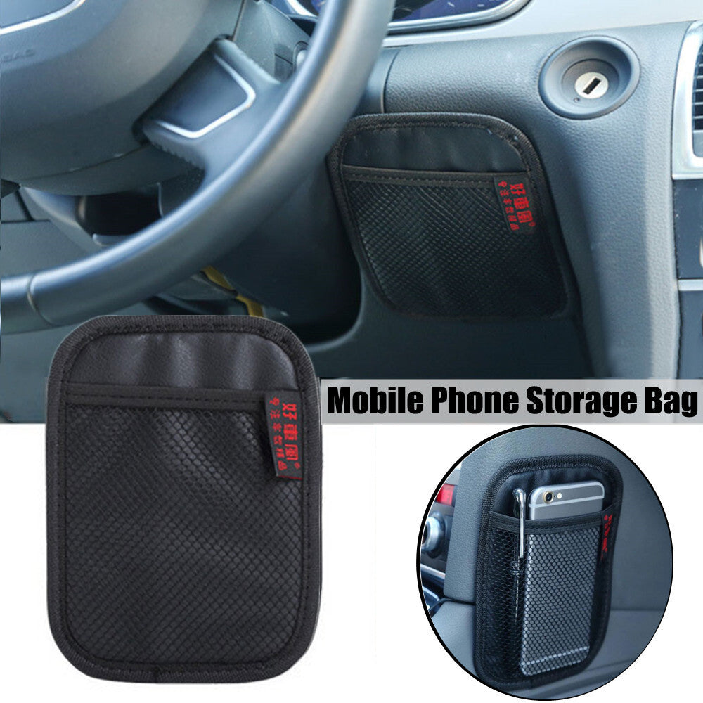 Auto Storage PU Leather Pouch Bag Phone Holder Organizer Black Car Accessories