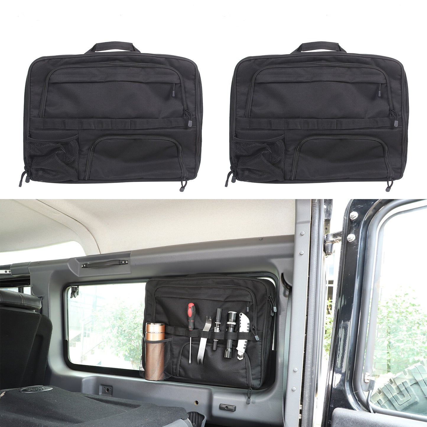 2-Pack Rear Quarter Window Glass Storage Bags for Land Rover for Defender 2004-2018 Q