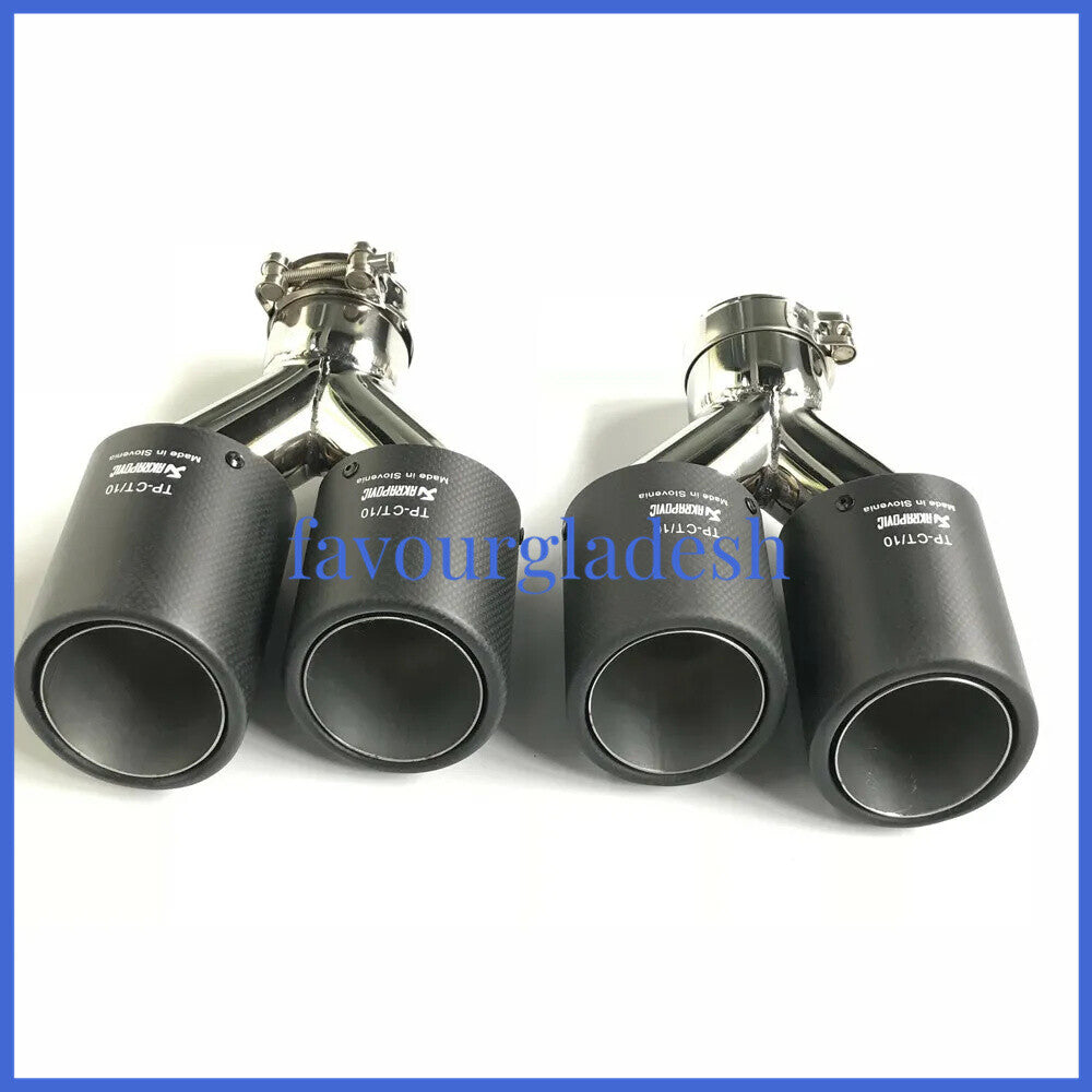 2PCS: ID:2.5(63mm) OD:4.5(114mm) Akrapovic Carbon Fiber Exhaust Tip Dual Pipe