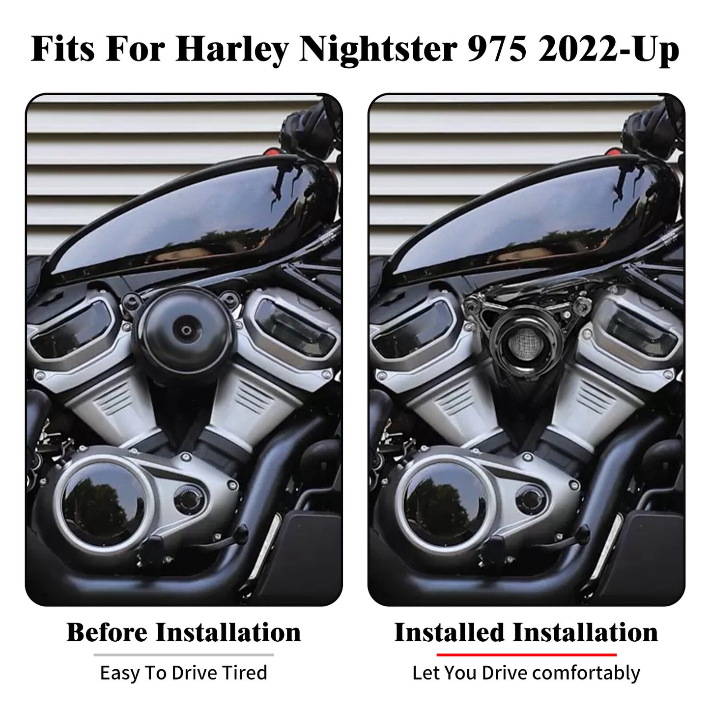 Black Air Filter Cleaner System Intake Kit Fit For Nightster 975 RH975 2022-2023 Q