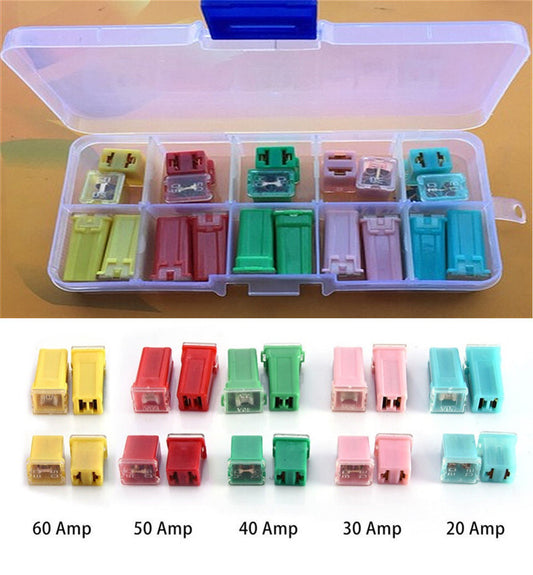 20A 30A 40A 50A 60A AMP Car Square Assortment Fuse W/Box 20Pcs Fuses Pack Kit