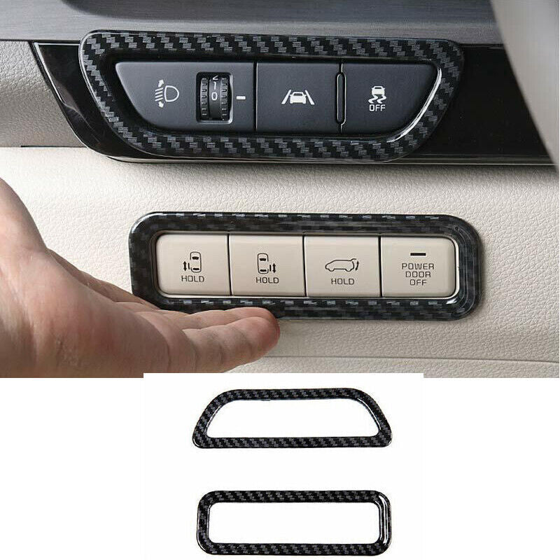 2For for Kia Carnival 2022-2023 ABS Carbon Fiber Headlight Switch Button Frame Cover