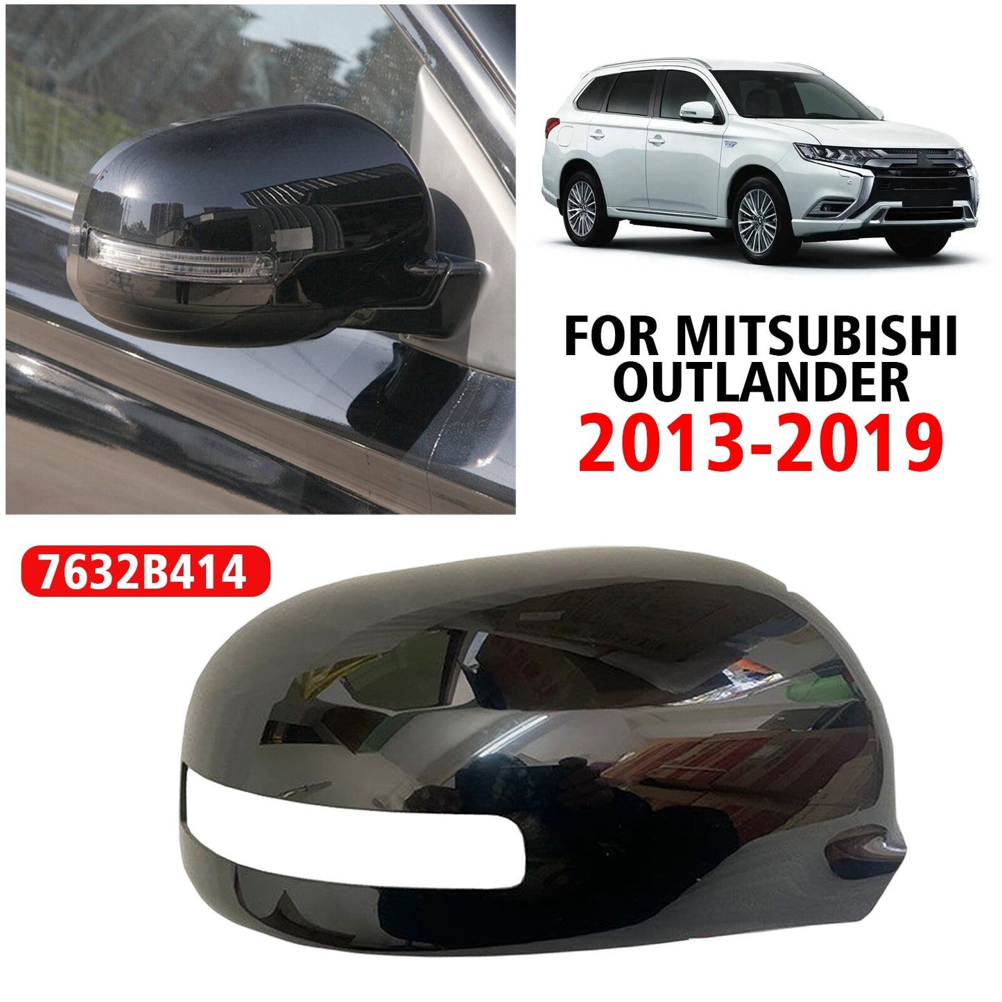 Passenger Right Side Mirror Cover Cap 7632B414 for Mitsubishi Outlander 2013-19