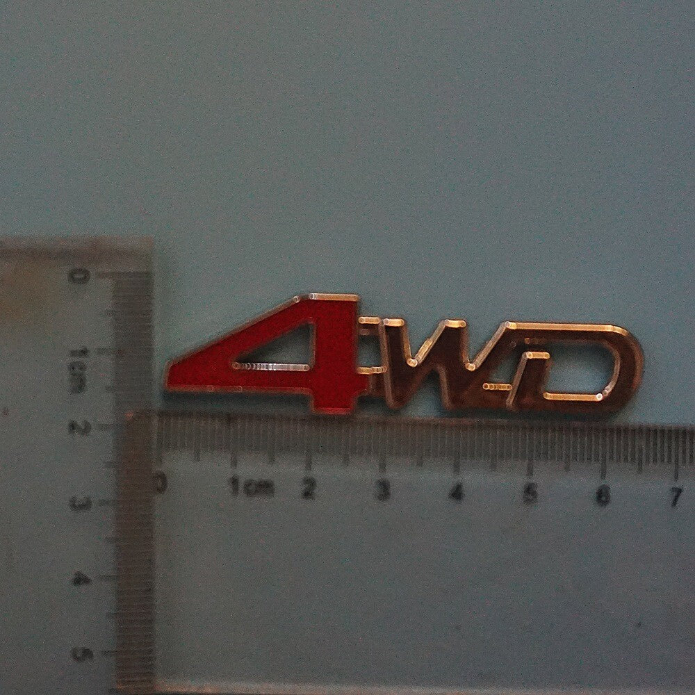 2x Silver Chrome Red Small 4WD Metal Emblem Decal Sticker Badge Bumper Luxury 3D