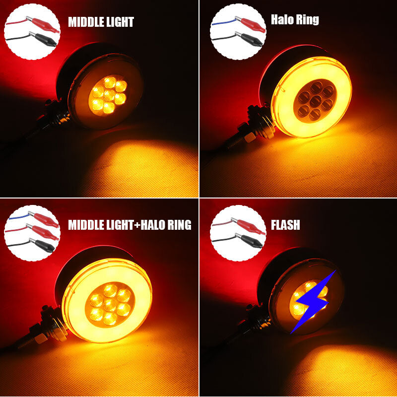 2X 3 Dual Face Red/Amber Fender Pedestal Marker Light Turn Signal 36 LED Truck