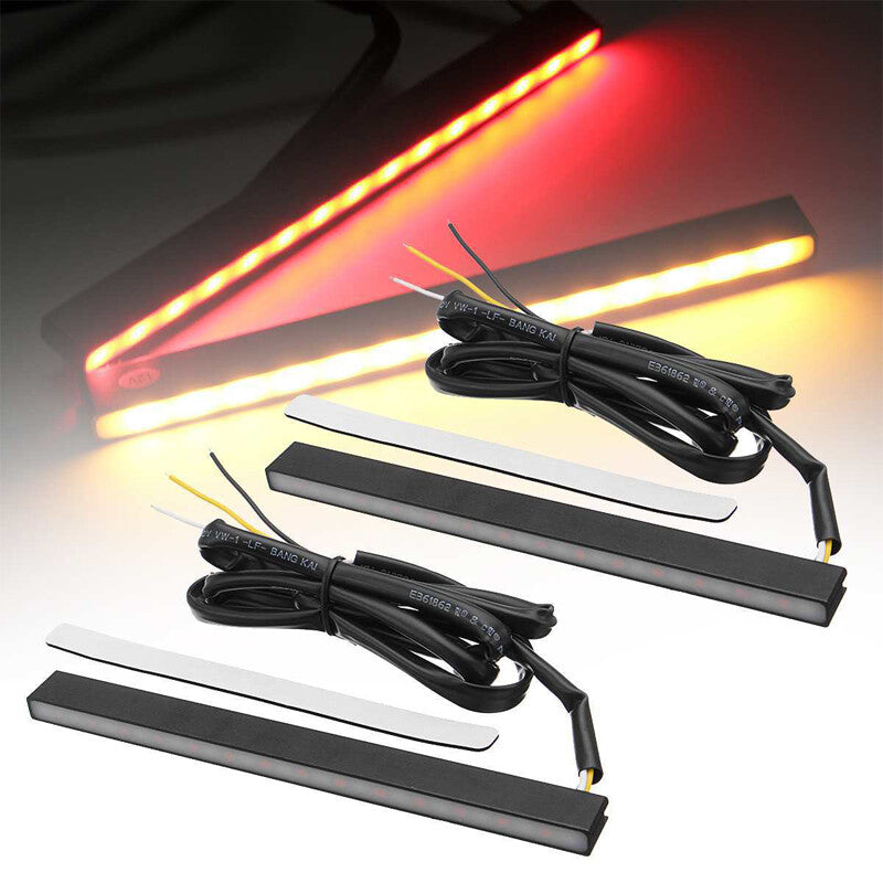 2-Piece -Thin Switch White/Amber LED DRL Daytime Running Fog Light Kit n