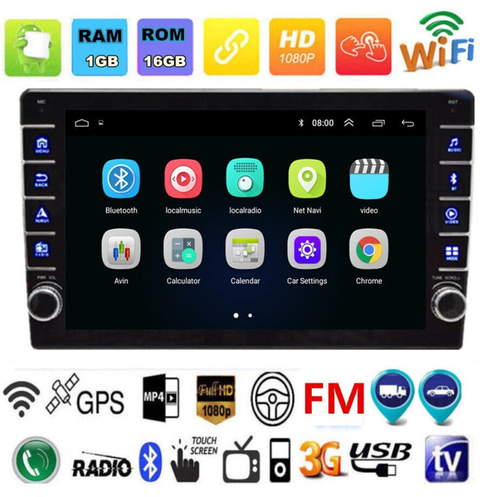 Android 8.1 Radio Car Stereo Touch Screen 1Din MP5-Player GPS WiFi BT/FM/Aux USB n