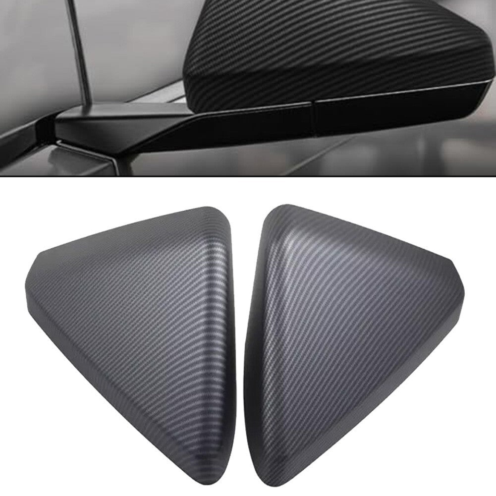 2x for Tesla Cybertruck 24+ Carbon Fiber Matte Rear View Side Mirror Cover Trim