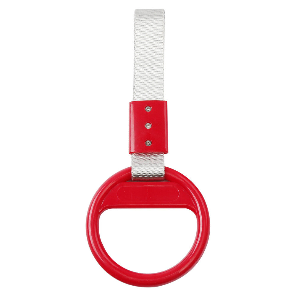 Round Ring Train Bus Handle Hand Strap Drift Charm Tools PVC Plastic Silver+Red