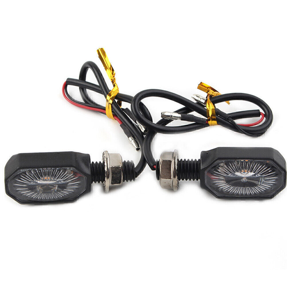 2Pcs for Mini Motorcycle 12V LED Turn Signal Blinker Amber Light Indicator Q