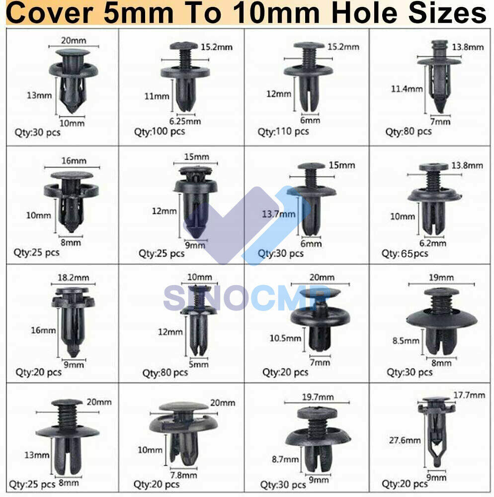 750X Car Retainer Clips Auto Fasteners Push Trim Clips Pin Rivet Bumper Kit