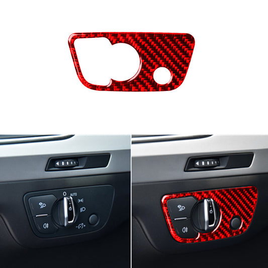 Red Carbon Fiber Sticker for Audi Q7 16-19 Reading Light Switch Panel Cover Trim