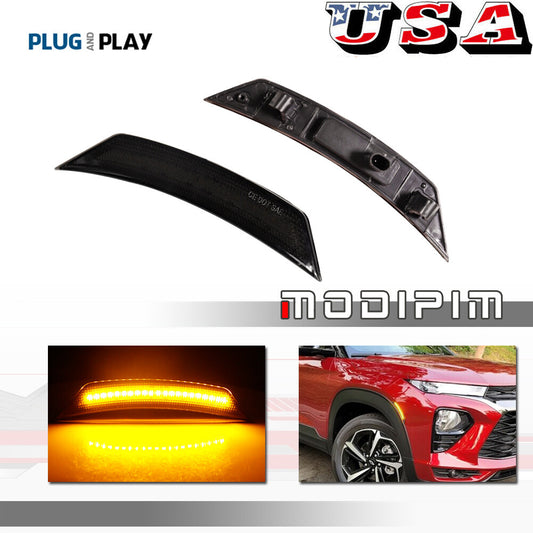 AMBER LED Smoked Front Fender Side Marker Lights for 2021 - 2022 for Trailblazer - v