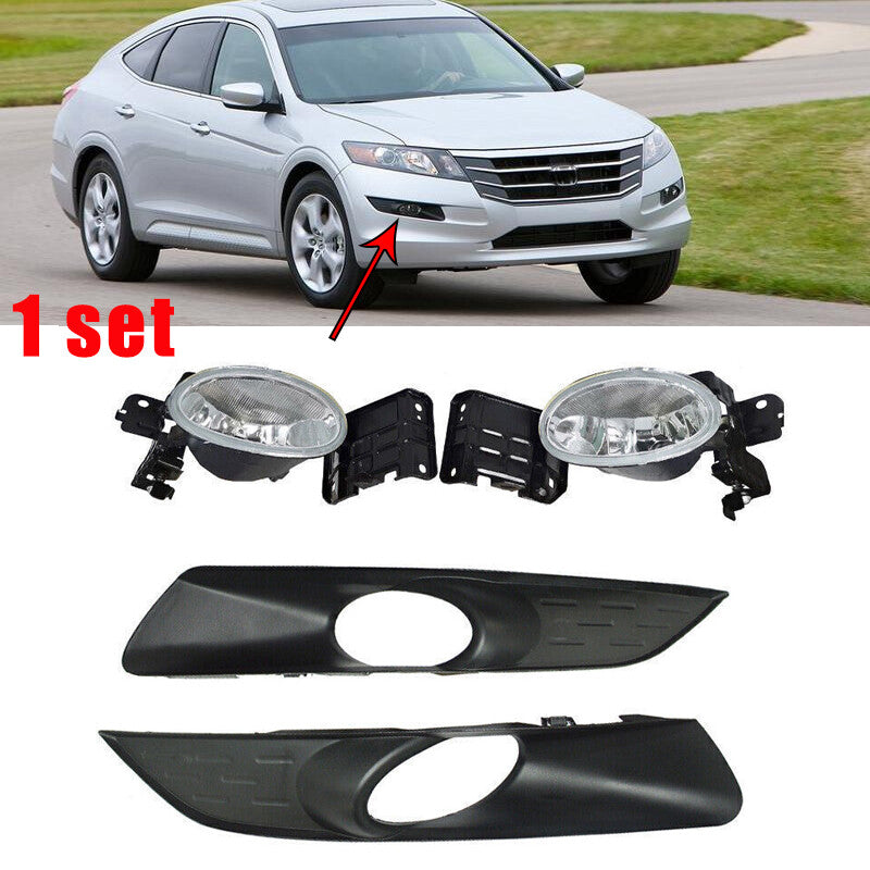 Front Bumper Fog Lights Lamp W/ Cover Bezel for Honda Accord Crosstour 2010-2012