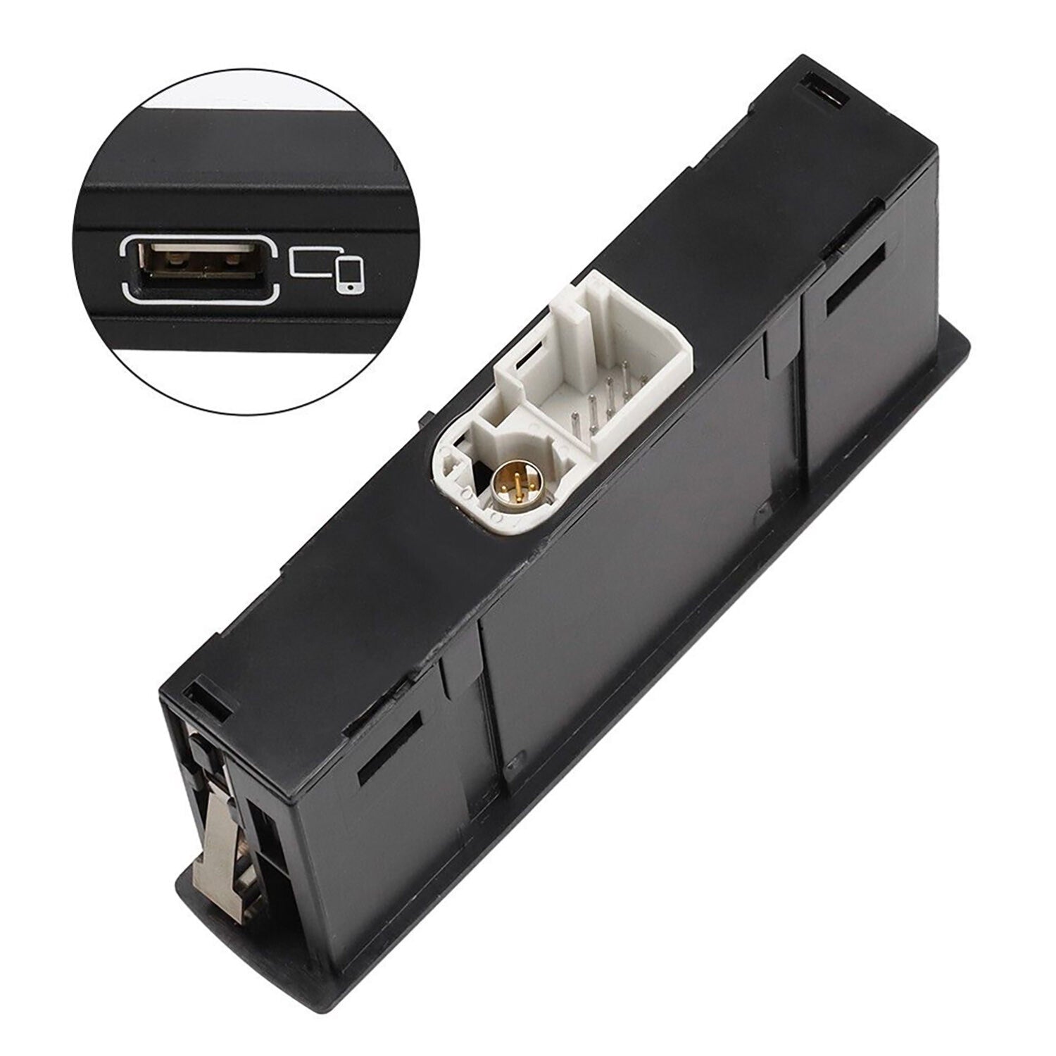The dashboard USB socket is compatible with CLS, A-Class, GLA, CLA, GLE, and A1728202100. n