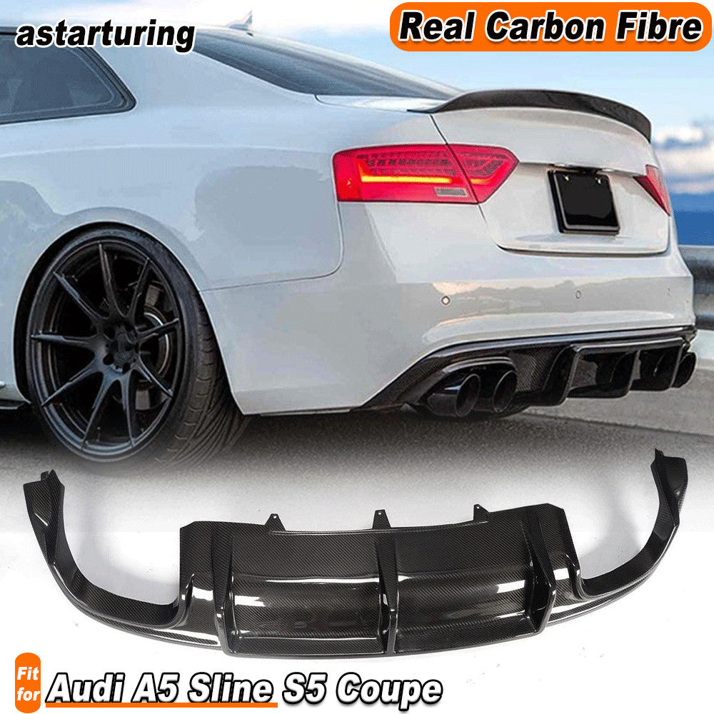 for Audi A5 Sline S5 Coupe 2012-16 REAL Carbon Rear Bumper Lip Diffuser Spoiler
