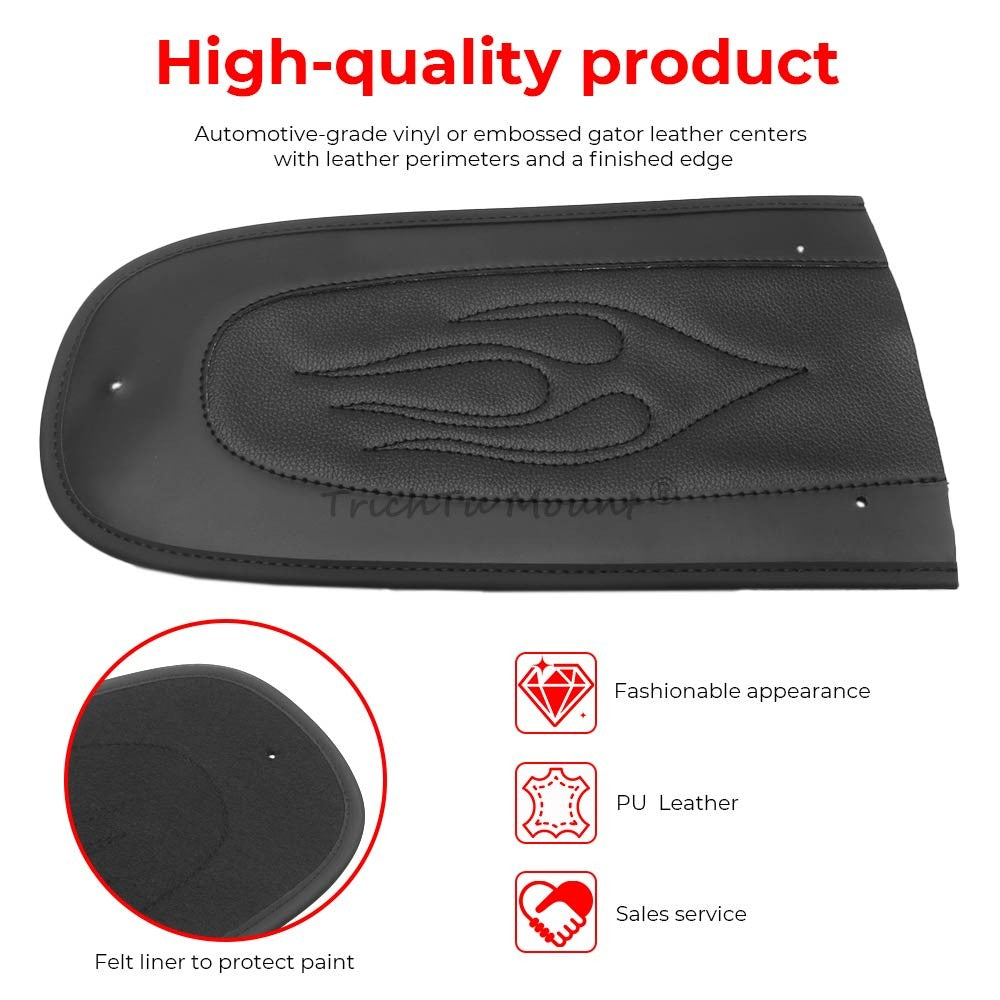 Flame Stitch Black Leather Rear Fender Bib Solo for Seat for Harley Road King FLHRS