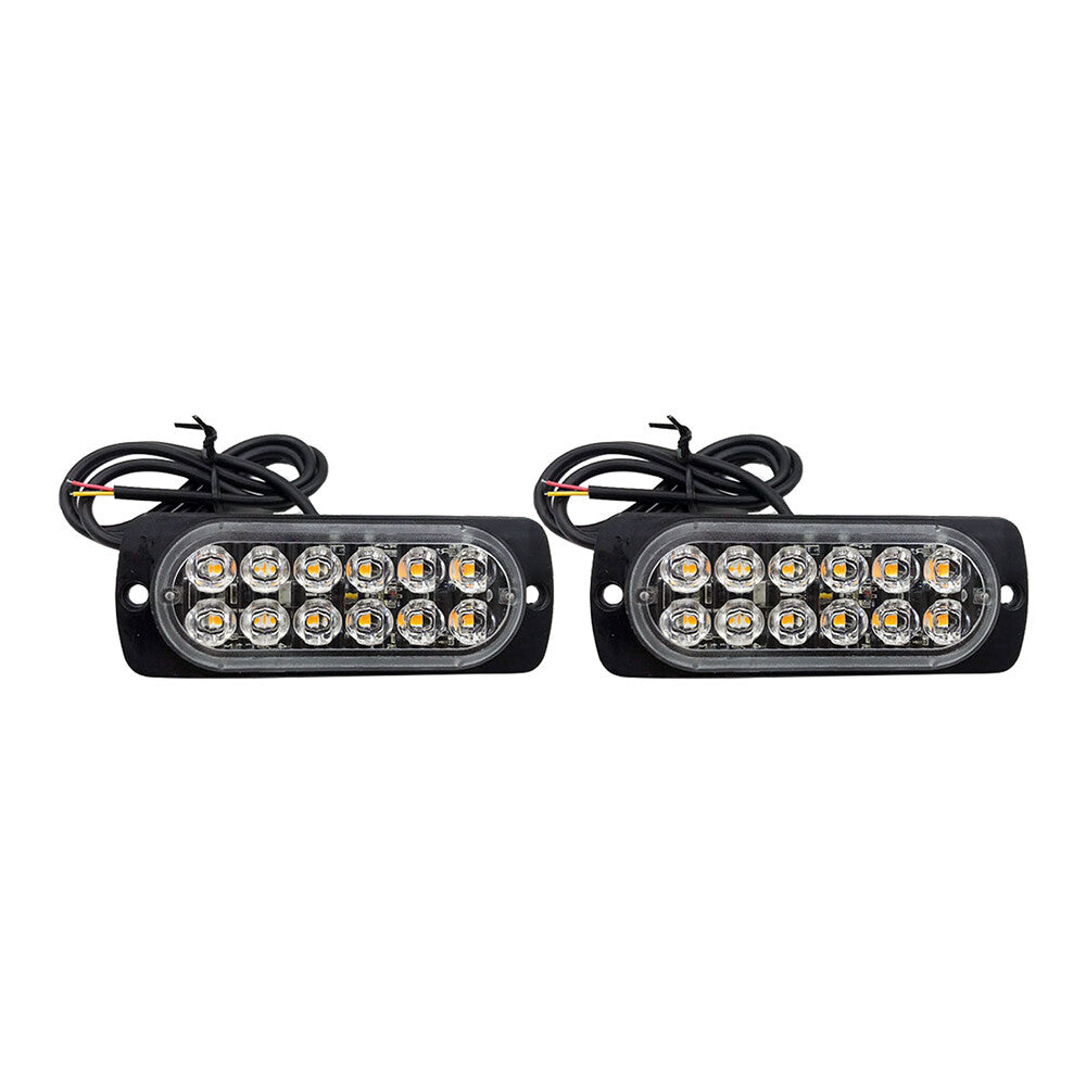 Set of 2 Truck Vehicle Emergency Warning Strobe Flash Strobe Lights 12 LED Amber Q