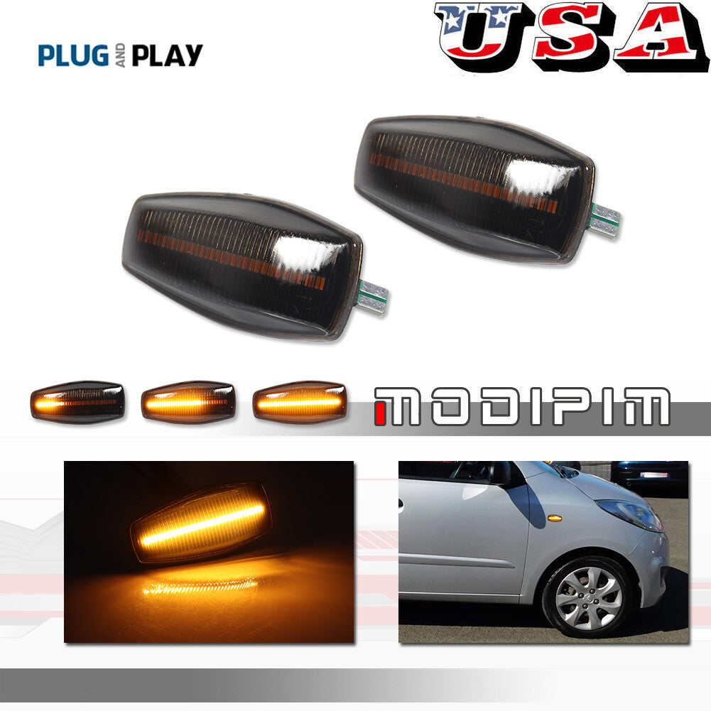 for for Hyundai for Tucson Tiburon Sonata Smoke Lens Amber LED Signal Side Marker Lights - v