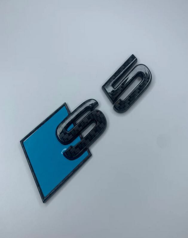 for Audi A6 Car Side Fender Metal Sticker Badge Emblem Silver Black 2 pcs- v