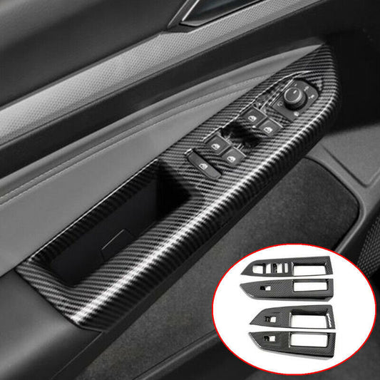 Carbon Fiber Door Window Lift Switch Panel Cover Trim for VW for GOLF 8 MK8 2020-21