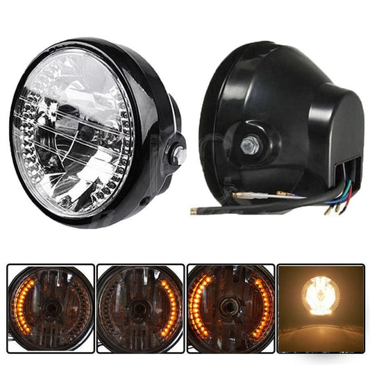 Motorcycle Black 7Headlight LED Turn Signal Light for Harley Chopper Cafe Racer Q