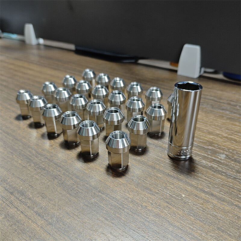 24pcs M14*1.5 Stainless Steel Wheel Nuts Lug Nuts Hex 19mm Length 35mm Universal Q