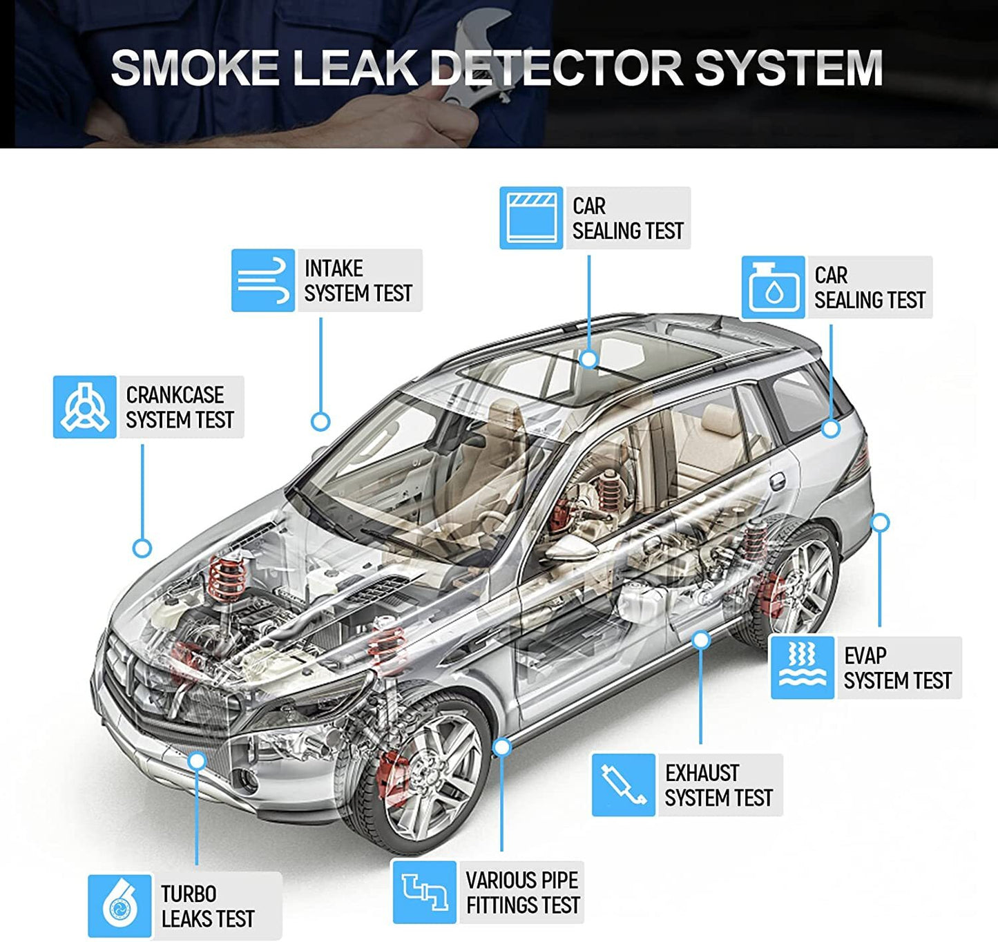 V3 Smoke Machine Automotive EVAP Vacuum Smoke Machine Diagnostic Leak Tester