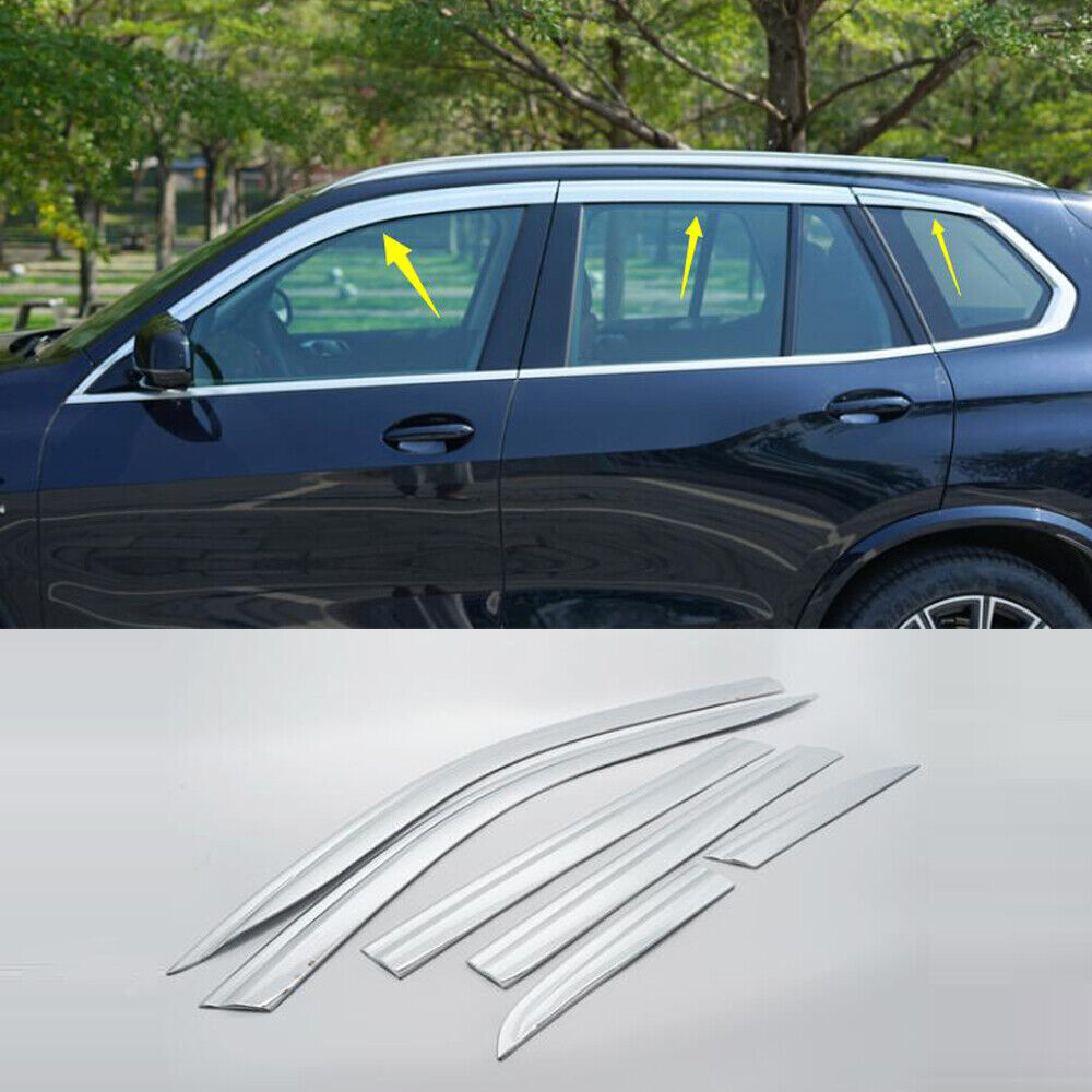 for BMW X5 2019-2023 Chrome Window Wind Visors Sun Rain Guard Vent Deflector 6x