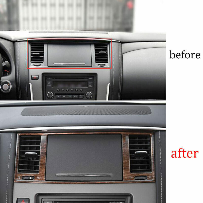 Middle Air Outlet Vent Cover Trim Fit for Nissan Armada Y62 2017-2020 Wood Grain