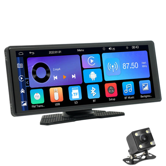 10.26in Portable Car Stereo Radio For Carplay Android Auto Touch Screen W/Cam