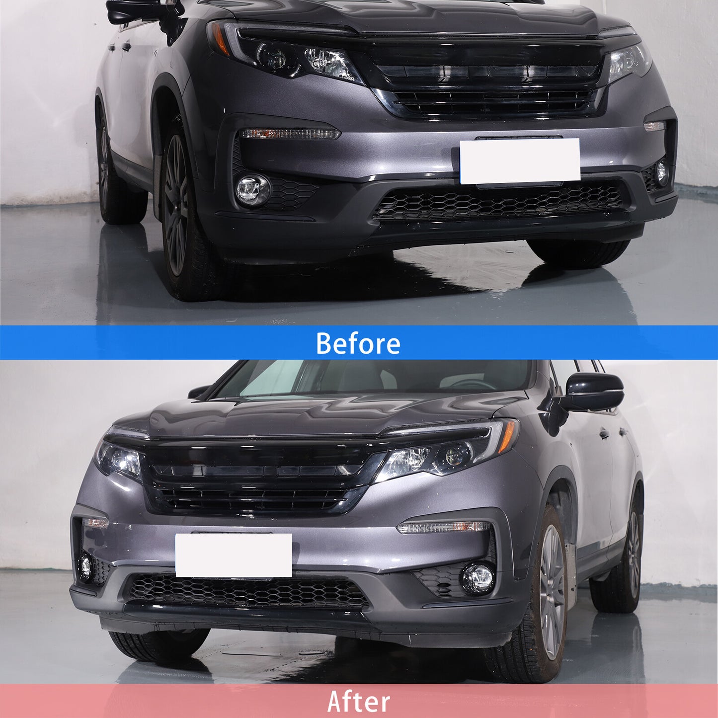 Gloss Black Front Fog Light Cover Trim for Honda Pilot SUV 2019 - 2022