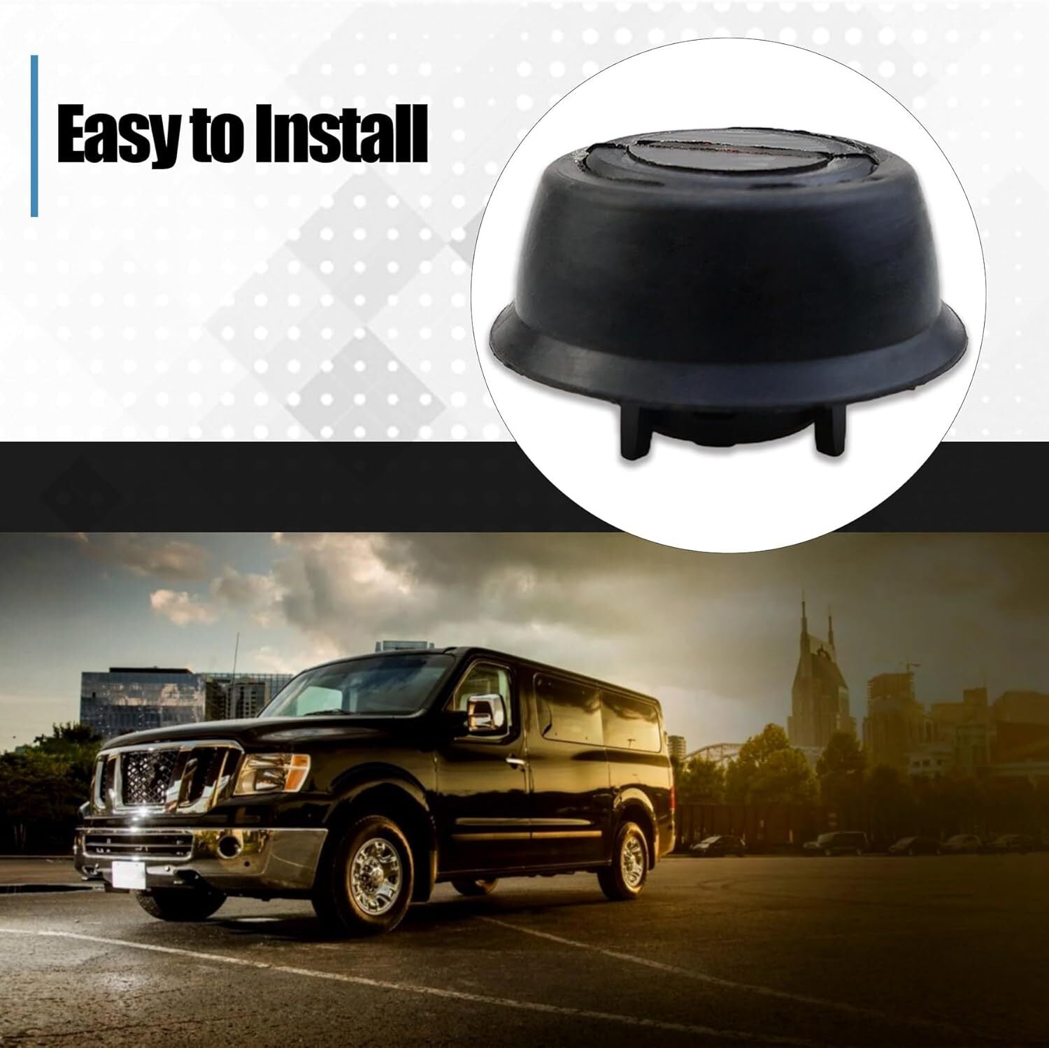 Rear left or right external collision avoidance stops are applicable to for Nissan NV1500 NV2500 NV3500 Q