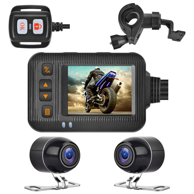 Motorcycle G-Sensor Dash Cam with Front and Rear Dual Lenses, Waterproof, 1080p - n