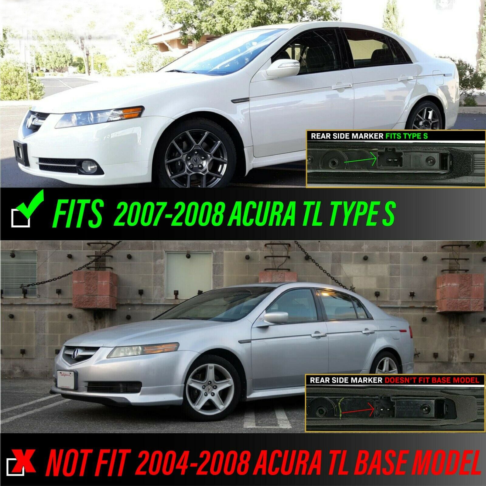 Rear bumper mudguard LED side marker signal light set suitable for 2007-08 for Acura TL S model- v
